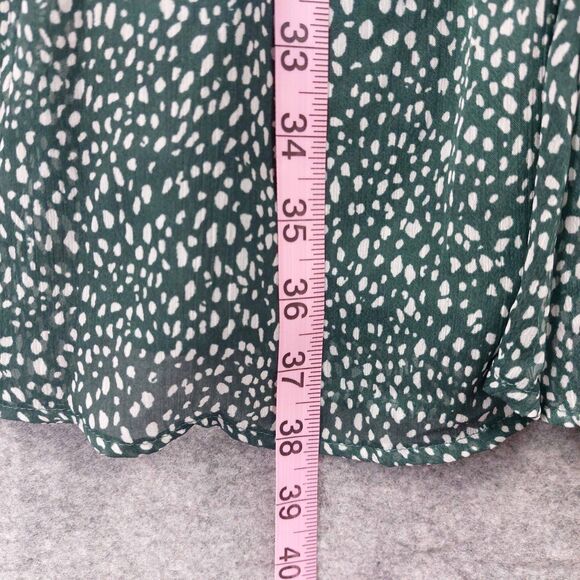 Joie Dress Womens XXL 2X Green White Dot Long Sleeve Lined Boho Peasant Buttons - Picture 6 of 10